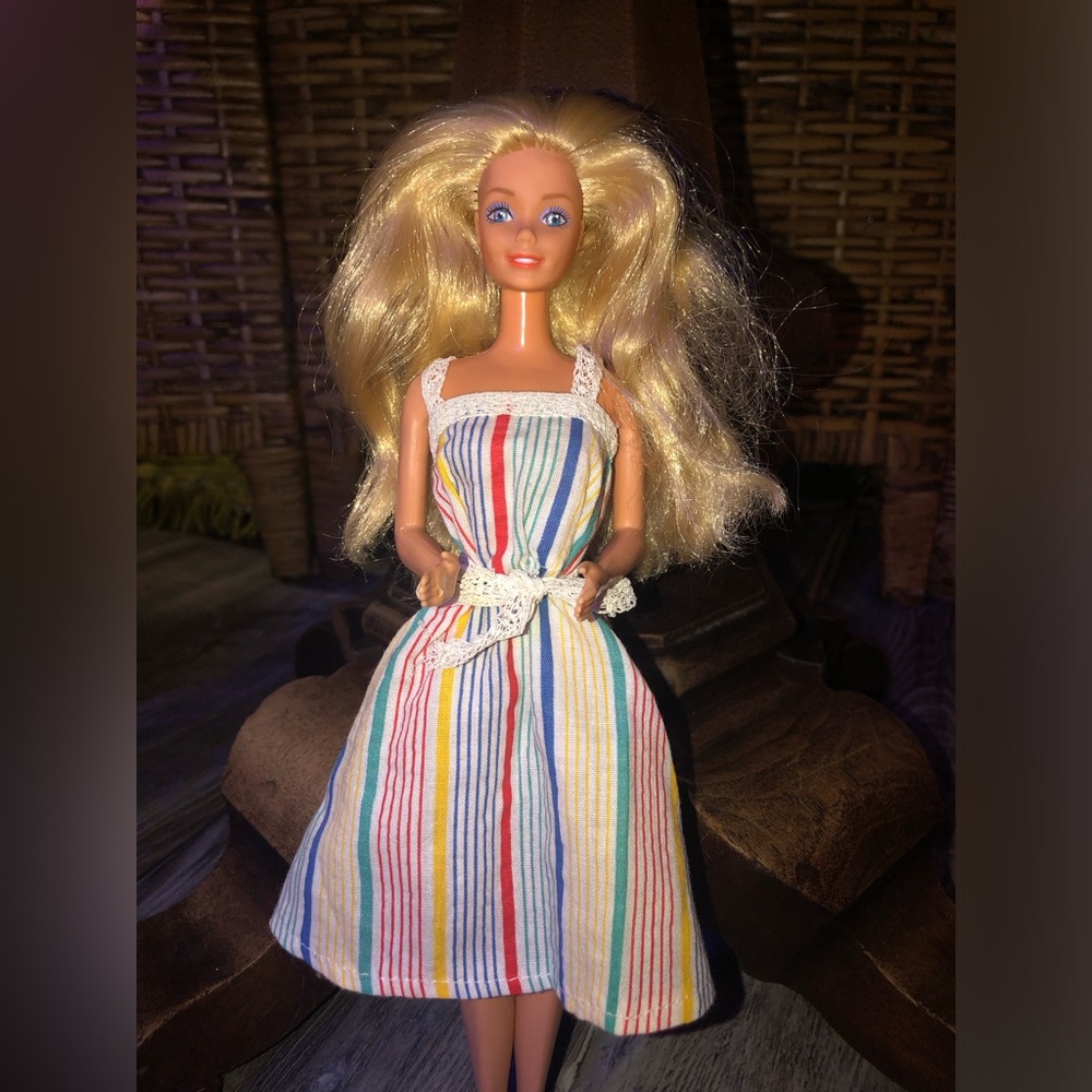 Hand Crafted Striped  Barbie Doll Sundress / circa 1980’s